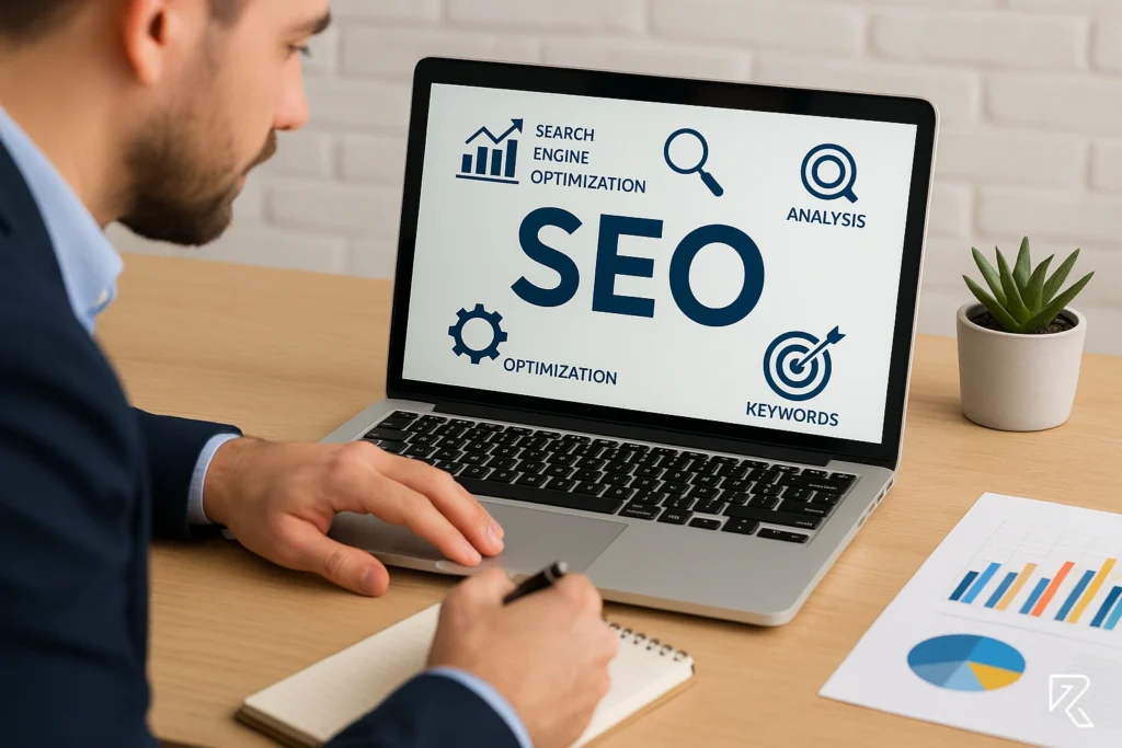 A digital marketer offering search SEO services by optimizing website data and search performance.